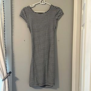 black and white dress, open back, great condition